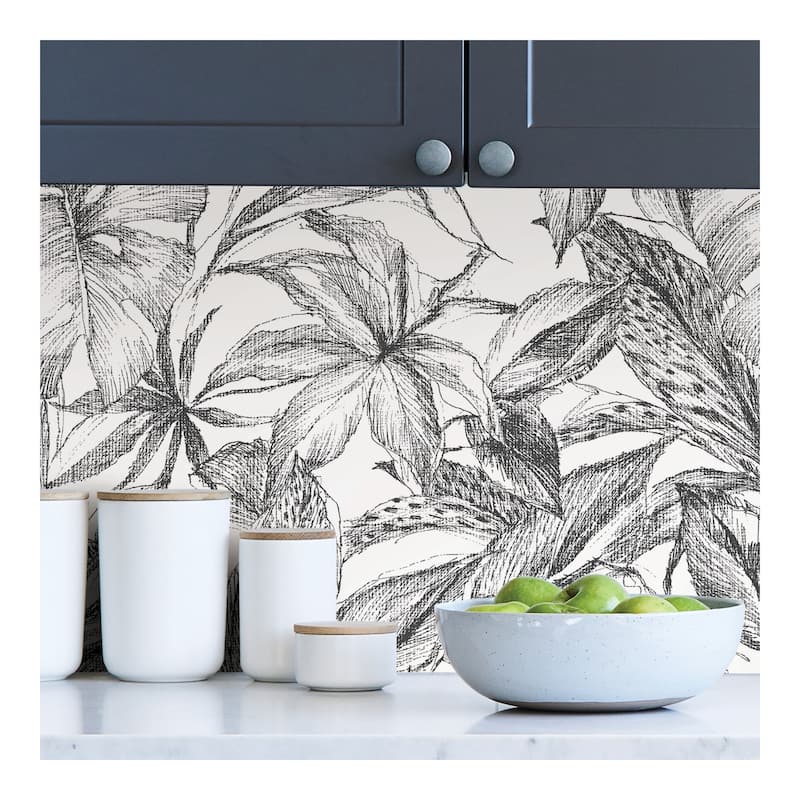 NuWallpaper Black Canopy Peel & Stick Wallpaper - 216in x 20.5in x 0.025in