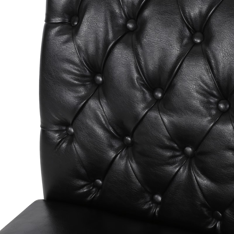 Modern Dining Chair PU Leather Dining Chair with Roll Top and Quilted Backrest, for Dining Room, Set of 2, Black