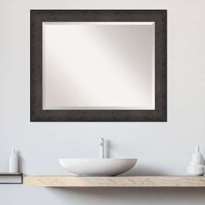 Dappled Beveled Wood Framed Bathroom Vanity Wall Mirror