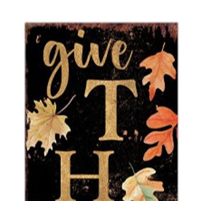 HomeRoots 42" Black Gold Orange And Purple Solid Wood Halloween And Thanksgiving Reversible Garden Stake