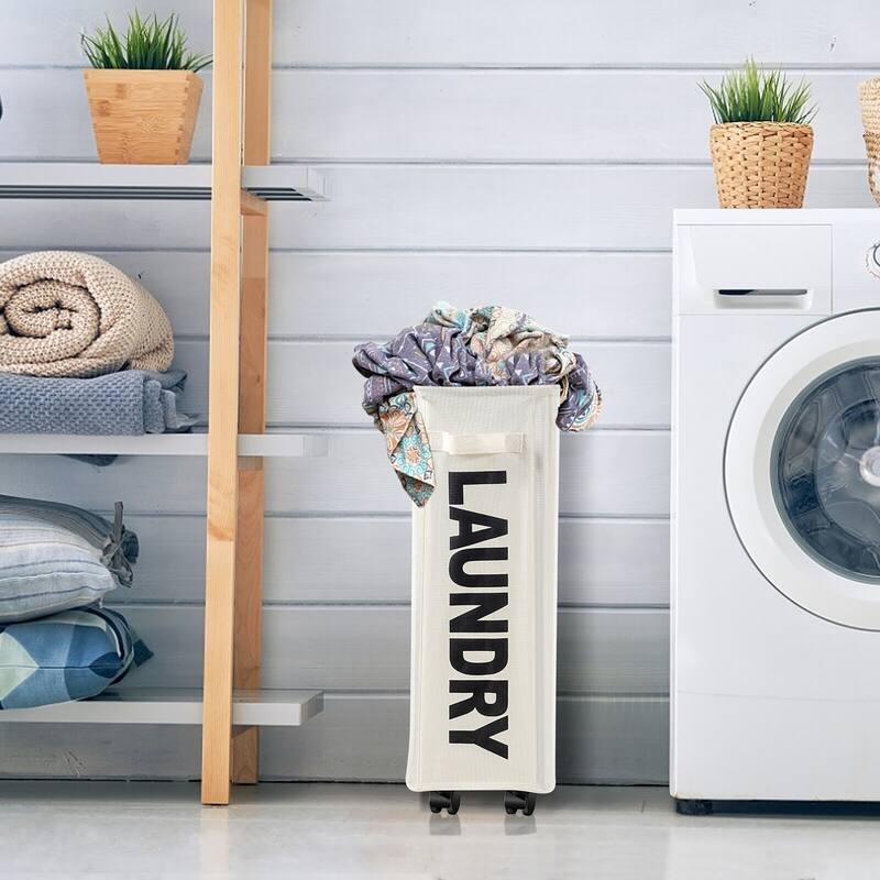 Gymax 21'' Slim Laundry Basket Hamper 10 Gallon Collapsible Waterproof