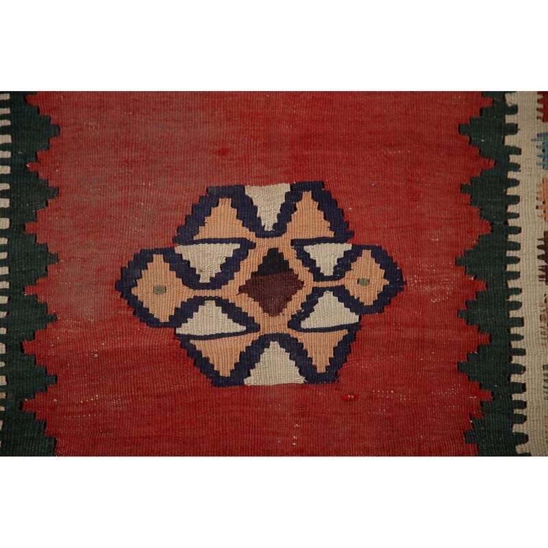 Vegetable Dye Kilim Qashqai Persian Antique Area Rug - 4'8"x 9'3"