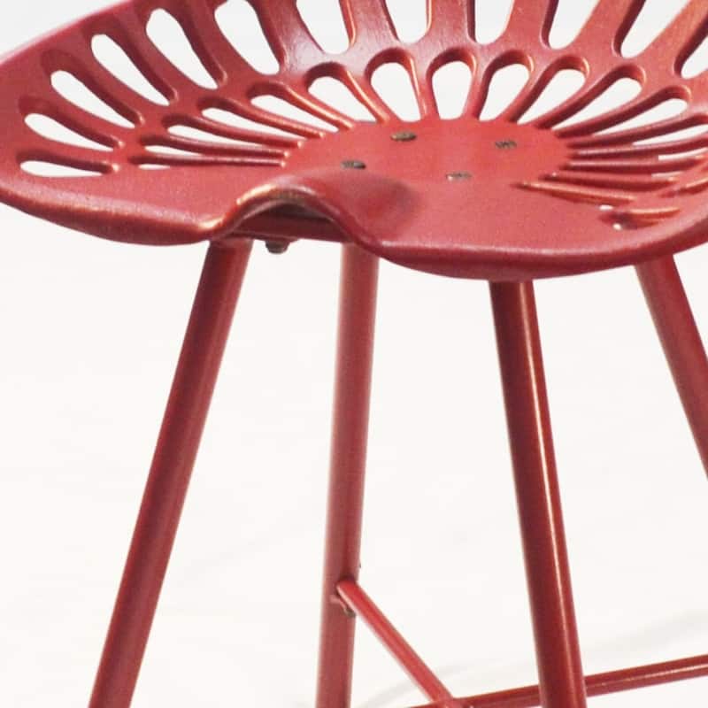 18" Vintage Iron Bucket Seat Stool with 4-Leg Base and Backless Farmhouse Accent Chair for Living Room - 17.5"H x 18"W x 14.5"D