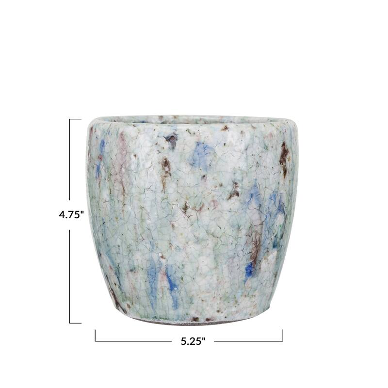 Terra-cotta Planter with Crackle Glaze