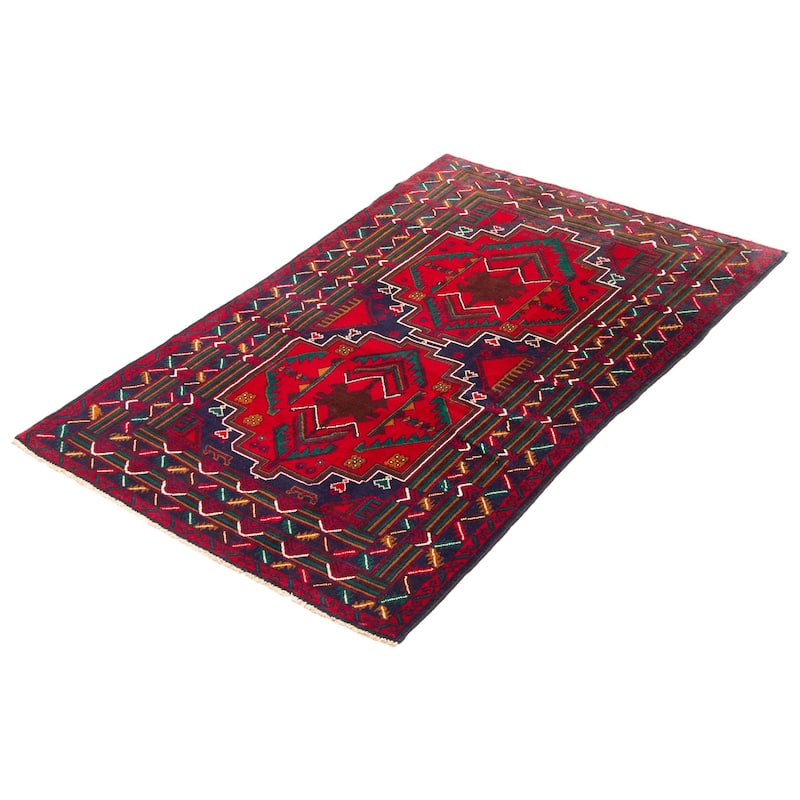 ECARPETGALLERY Hand-knotted Teimani Red Wool Rug - 3'10 x 6'7