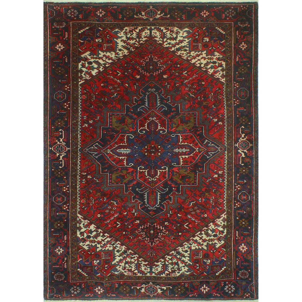 Fine Vintage Heriz Nisa Red/Navy Rug - 6'6" x 9'3"