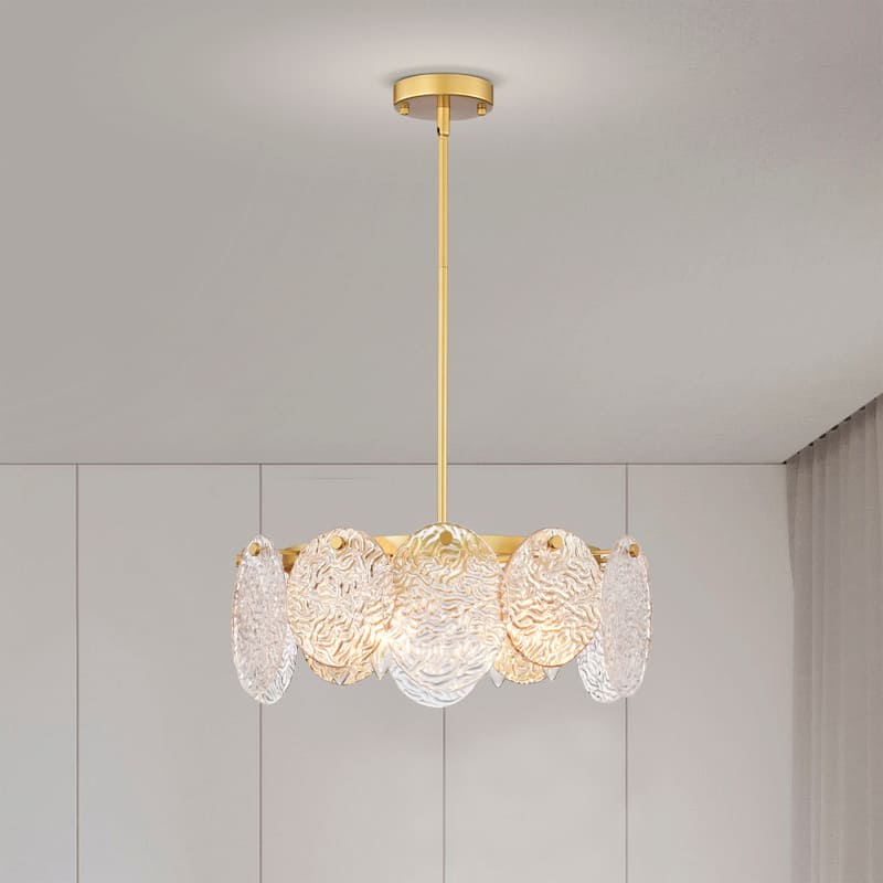 Daim 18 Inch Texed Glass Wheel Chandelier 4 Light - N/A