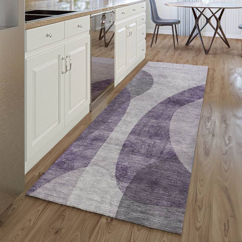Premium Washable Super Soft Contemporary Vibes Mayfield Rug - Purple - 2' 3" x 7' 6" - Runner