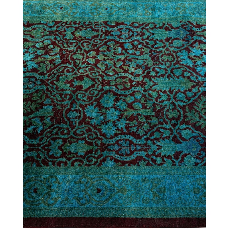 Overton Hand Knotted Wool Vintage Inspired Modern Contemporary Overdyed Black Runner Rug - 2' 7" x 8' 3"