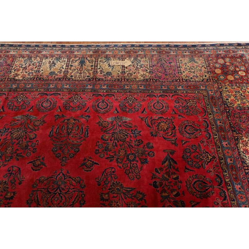 Pre-1900 Antique Sarouk Mohajeran Persian Rug Hand-Knotted Wool Carpet - 10'1"x 13'5"