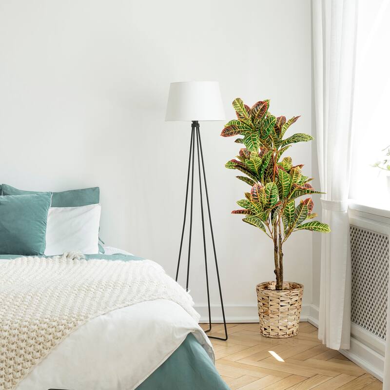 American Art Decor Artificial Faux Tree in White Tapered Ceramic Pot