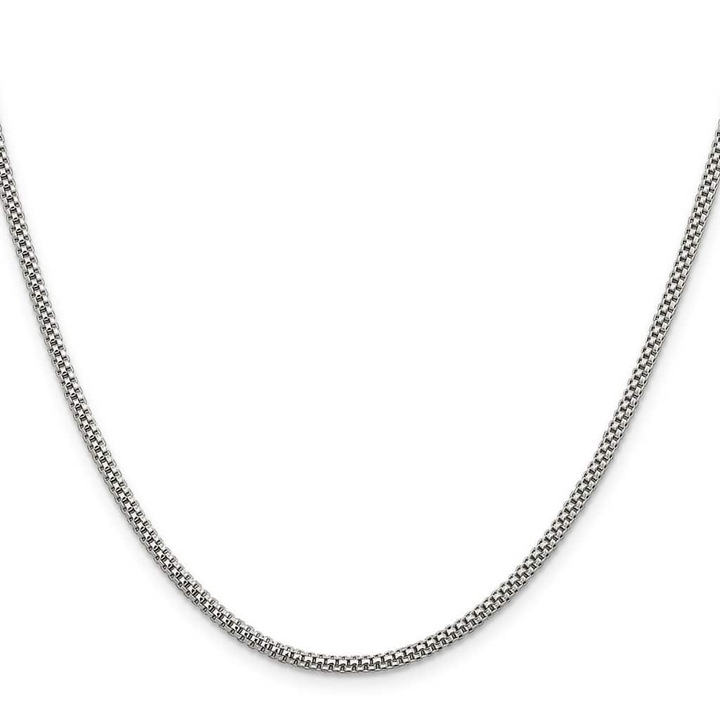 Curata 925 Sterling Silver 2.4mm Corona Chain Necklace (Lobster)