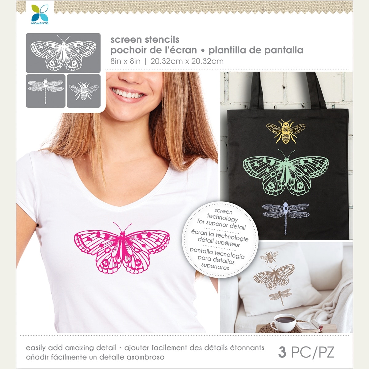 Flowers And Bugs Momenta Adhesive Stencil 6/" By 8/"