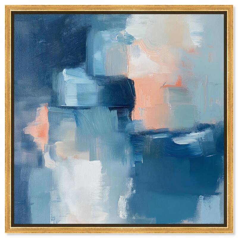 Whispering Blue I Canvas by Art Remedy - Gold - 16" x 16"