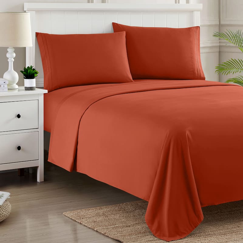 Sweet Home Collection Deep Pocket Soft Microfiber 4-Piece Solid Color Bed Sheet Set