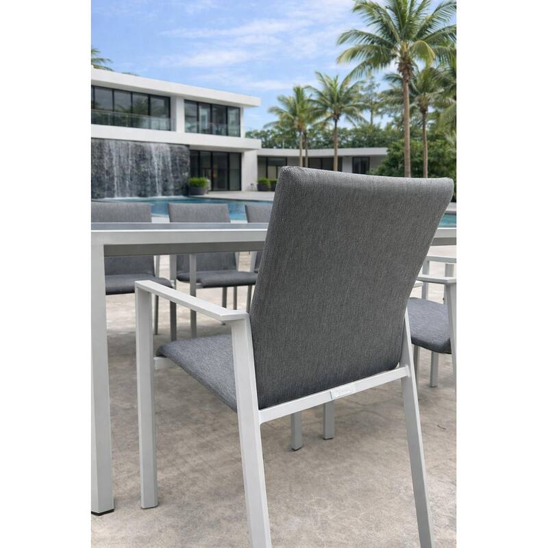 Bailey Light Grey 9-Piece Aluminum Outdoor Dining Set with Sling Set in Midnight Grey - N/A