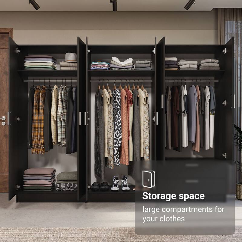 MADESA 6 Doors 2 Drawers Wardrobe Set Bedroom Storage Cabinet