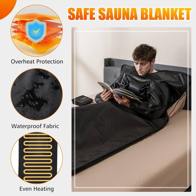 Gymax Infrared Sauna Blanket w/ Sleeves Wraps 30-90Min Timer