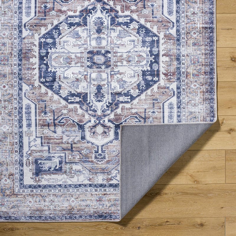 Livabliss Traditional Georgina Medallion Washable Area Rug