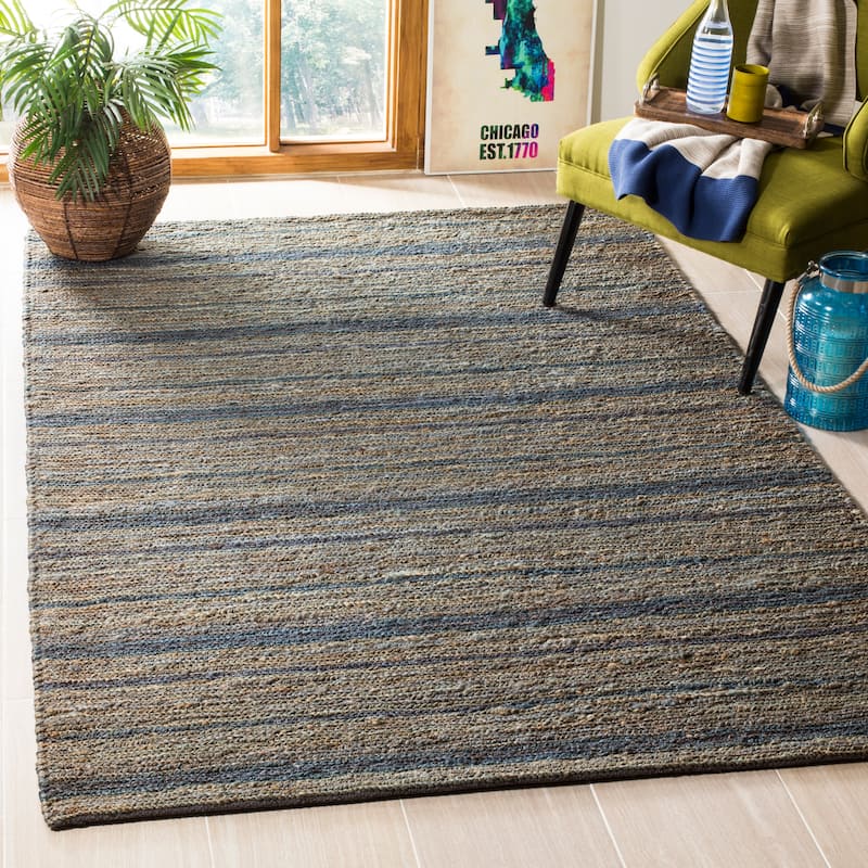 SAFAVIEH Hand-knotted Organica Nadja Casual Jute Rug - 4' x 6' - Blue