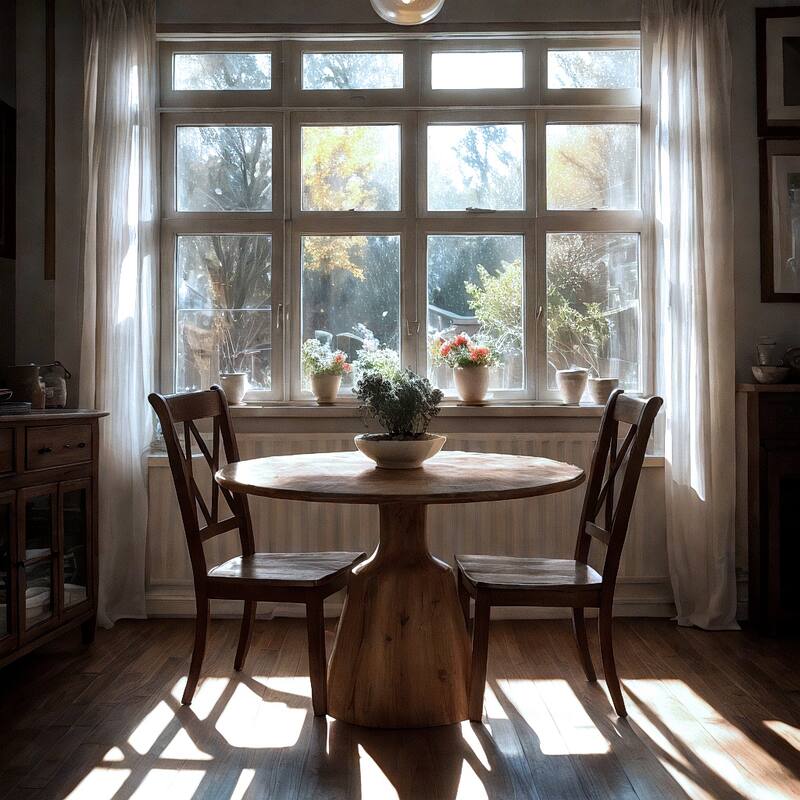 45" Round Mango Wood Dining Table with Pedestal Base and Natural Finish - 45 Inch