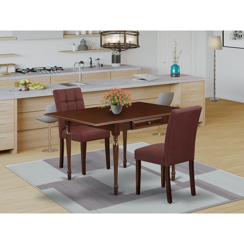 East West Furniture Dining Table Set Contains a Rectangle Dining Table and Chairs, Mahogany (Pieces Options) - MZAS3-MAH-26