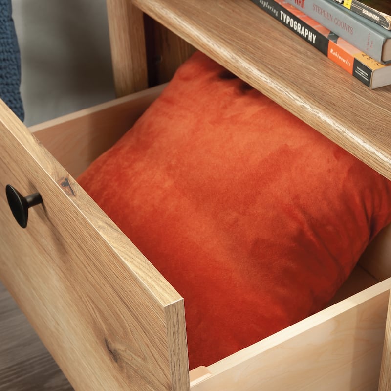 Engineered Wood Vintage Night stand with Open Shelf and Smooth Drawer, Brown