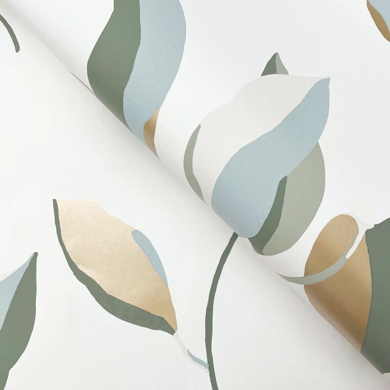 York Wallcoverings Brushwork Branches Mineral and Olive Wallpaper