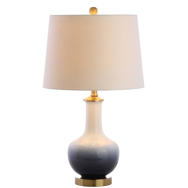 Bates 25" Ceramic/Brass LED Table Lamp, White/Navy by JONATHAN Y