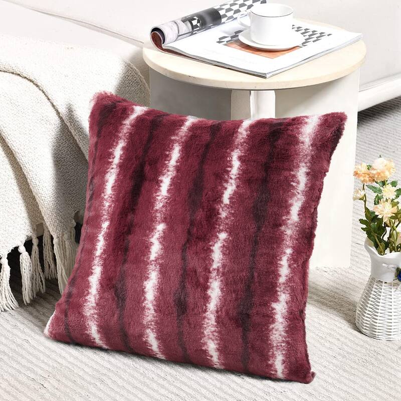 Amanda Stripe fauxfur Throw Pillow Covers Set of 2, NO INSERT