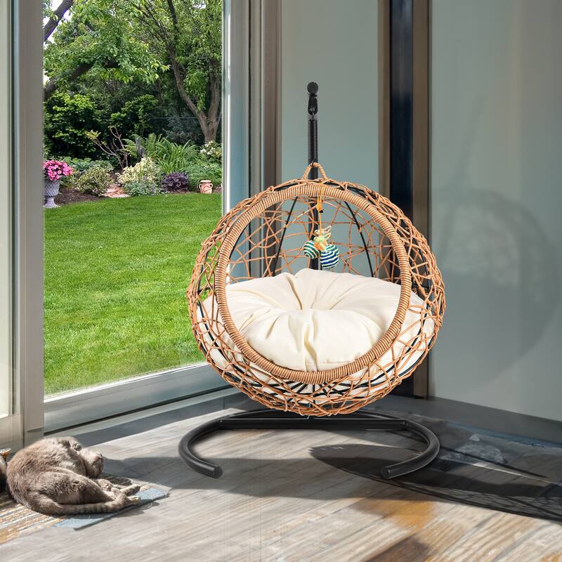 Moasis Rattan Egg Cat Bed - Yellow