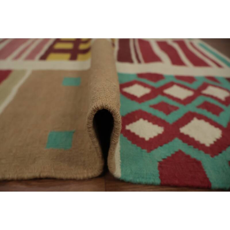 Hand Woven Oriental 100% Wool Carpet Southwestern Modern Multi-Colored Kilim Area Rug - 5' 10'' X 5' 10''