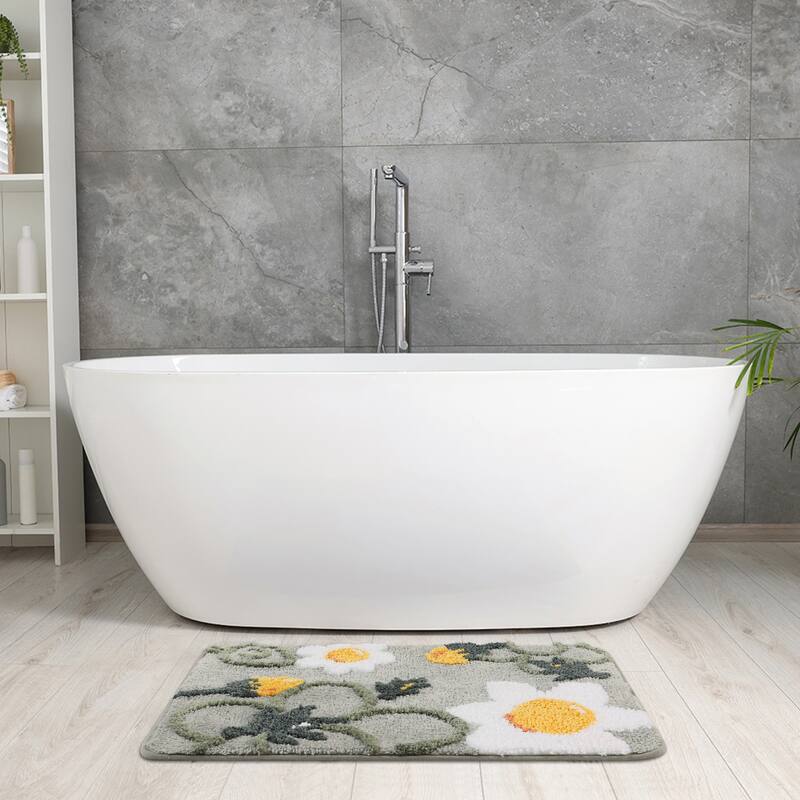 Microfiber Bathroom Rugs, Non-Slip Cute Flower Bath Mats, Soft Absorbent Plush Bath Rugs