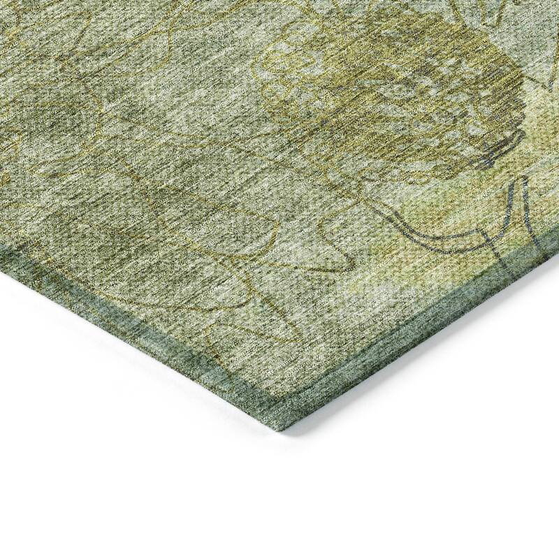 Machine Washable Indoor/ Outdoor Contemporary Floral Chantille Rug