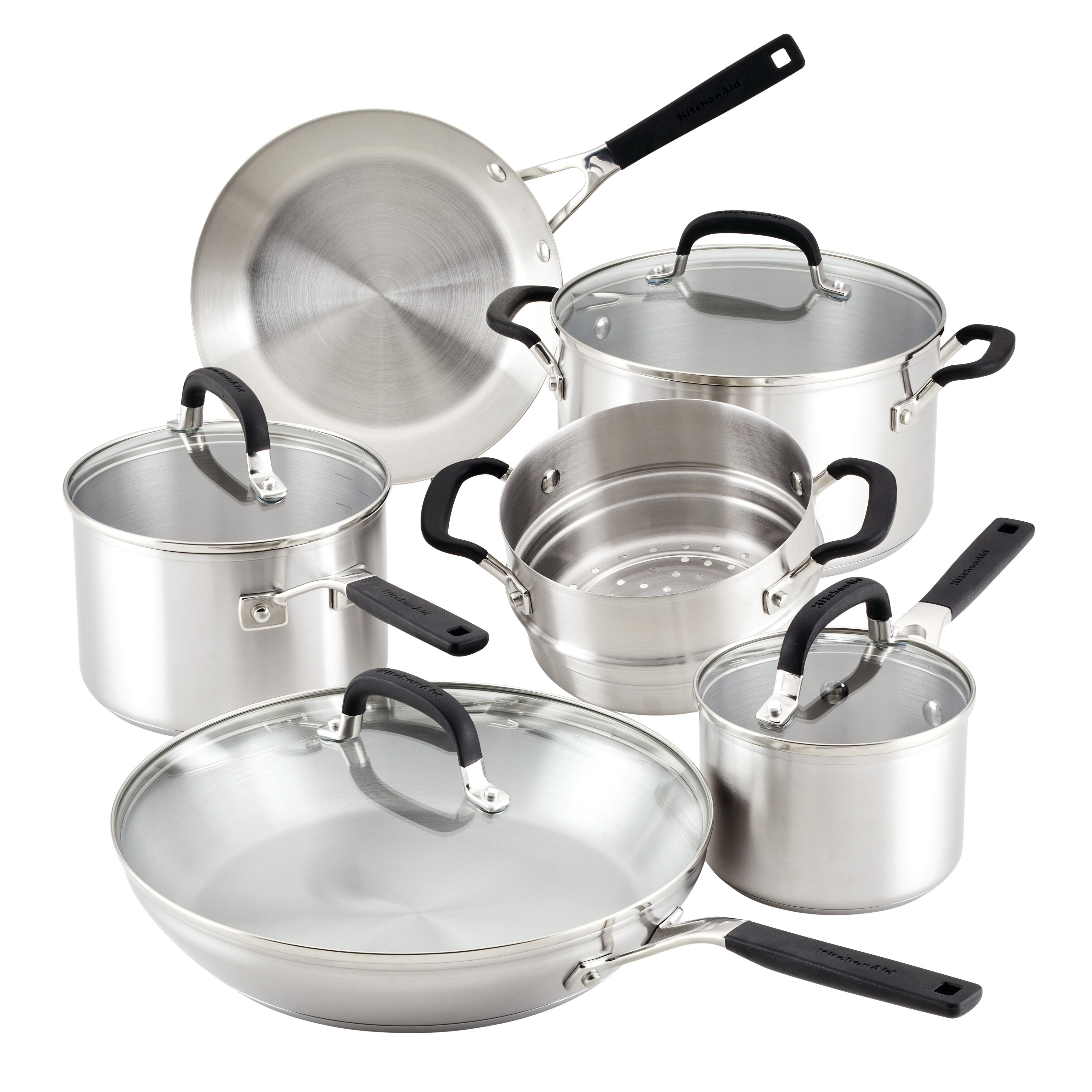 KitchenAid Stainless Steel Cookware Induction Pots and Pans Set