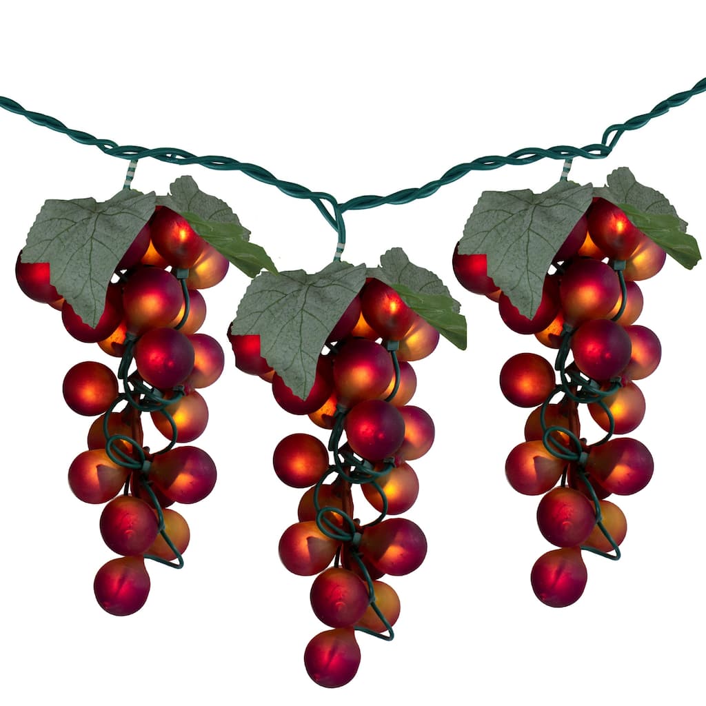 100-Count Red Winery Grape Patio Novelty Christmas Light Set 5ft Green Wire - 5'