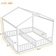 preview thumbnail 18 of 18, Double Twin House,Style Floor Bed with Guardrails ,Compact Design, Natural Wood Finish