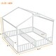 preview thumbnail 18 of 28, Double Twin Size Pine Wood House Floor Bed with Fence, Guardrails, without door for Bedroom