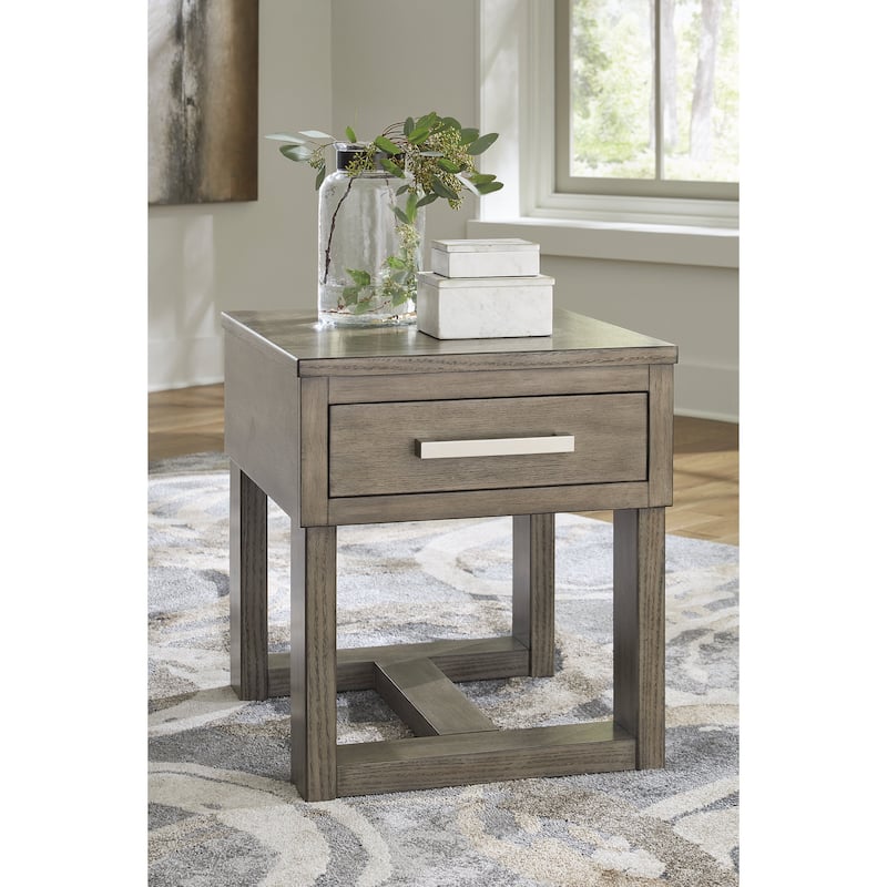 Signature Design by Ashley Loyaska Brown/Gray End Table - 22"W x 24"D x 24"H