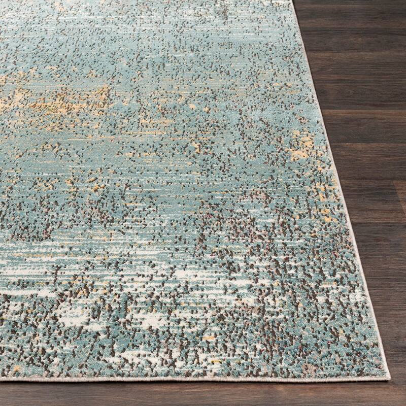 Barsala Aqua Contemporary Abstract Area Rug - 3' 11" x 5' 11"