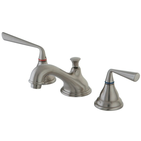 Kingston Brass KS556.ZL Silver Sage 1.2 GPM Widespread Bathroom Faucet with Pop-Up Drain Assembly and Metal Handles