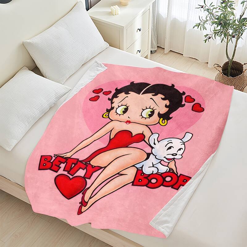 Betty Boop Super Soft Fleece Plush Throw Blanket for Couch Bed Sofa - 50"x60" - Pink