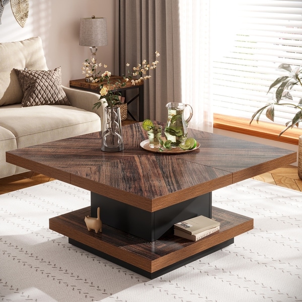 Square coffee store table with storage
