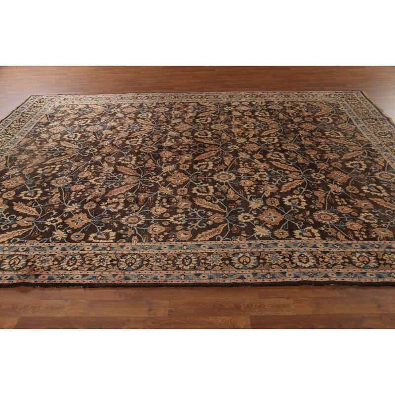 All-Over Brown Mood Persian Vintage Area Rug Handmade Wool Carpet - 8'5"x 12'0"