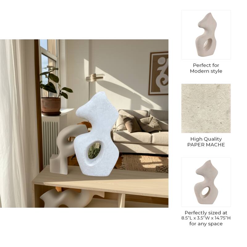 Pottery Abstract Sculpture with Curved Silhouette and Artistic Design