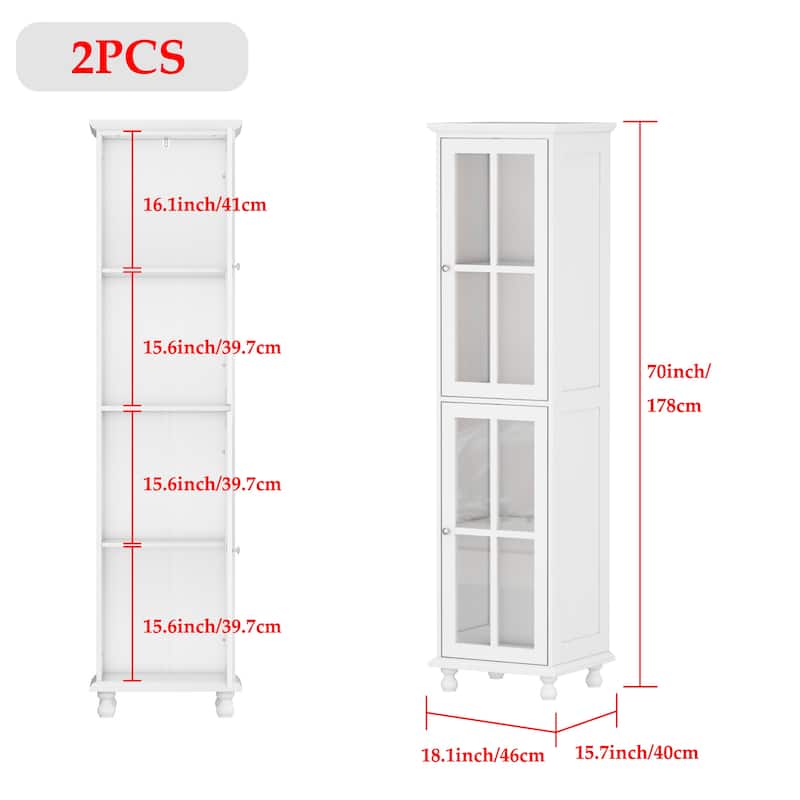 Cabinet Duo Entertainment Center Premium Tempered Glass Display Cabinet - 70.9"Wx21.5"H