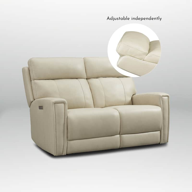 Genuine Leather Reclining Loveseat with Dual-Power Adjustable Headrest & Footrest, Zero Gravity, USB & USB-C Charging Ports