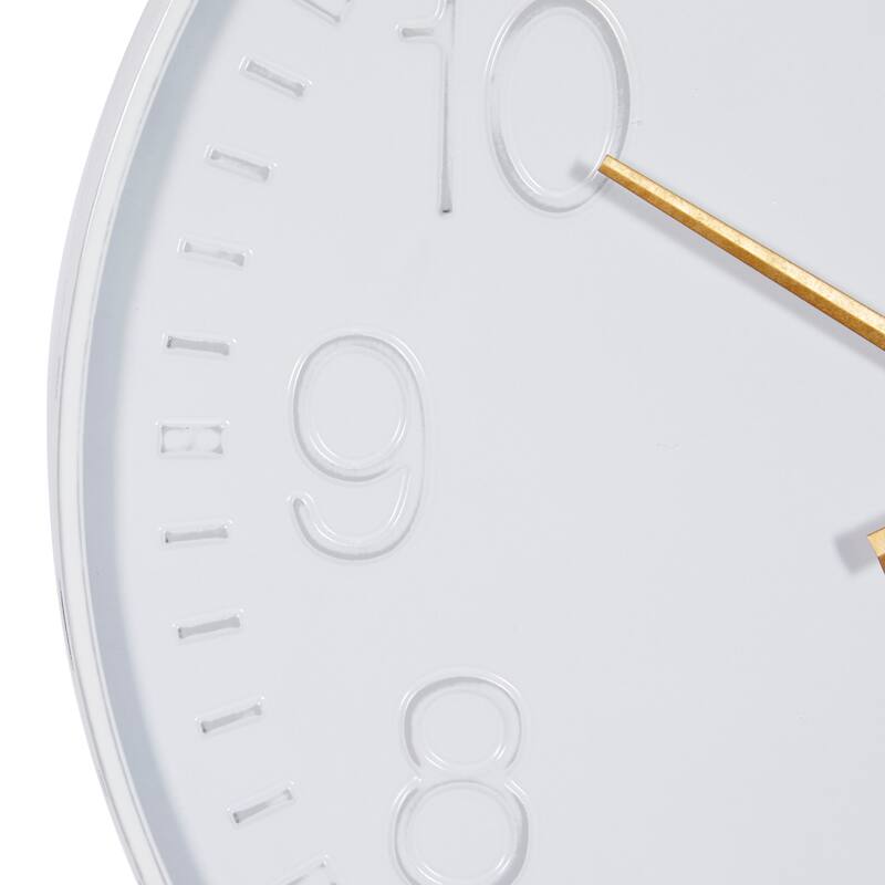 Metal Round Wall Clock - White - Roche River Decor - 2"W x 24"L x 24"H