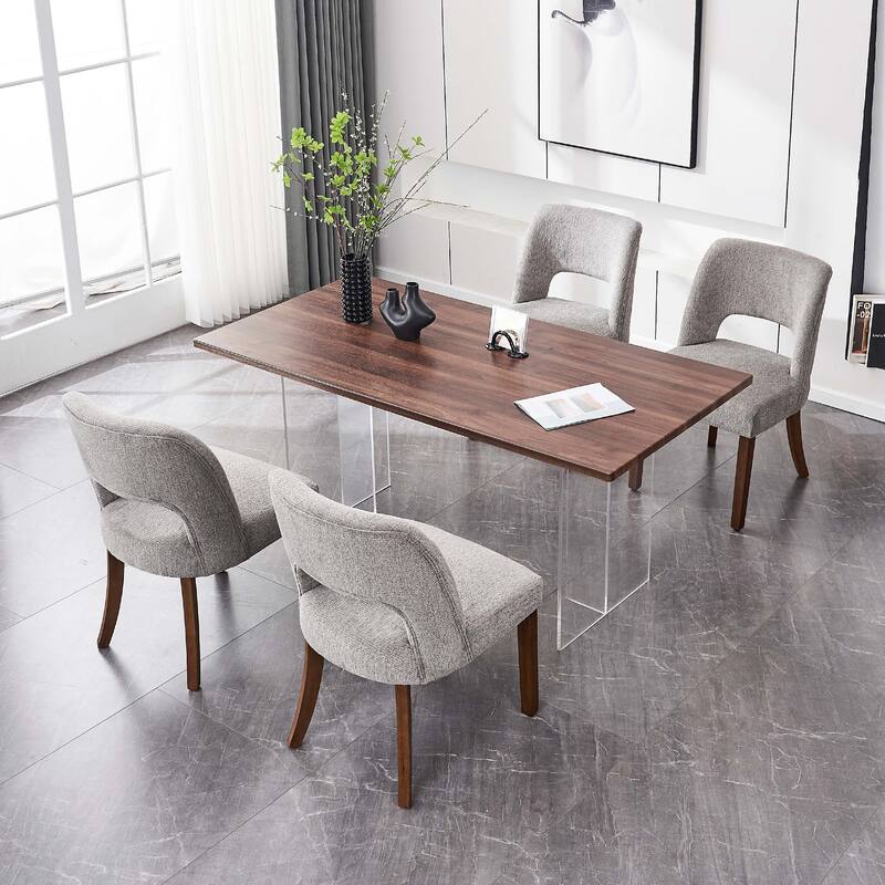 Wooden Dining Chairs Set of 2/4/6,Modern Fabric Upholstered Dining Room Chair Kitchen Chairs