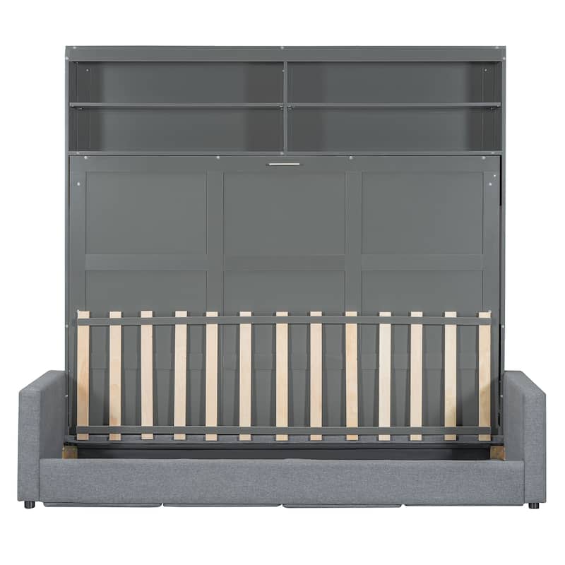 Queen Murphy Bed with Integrated Sofa - Space-Efficient Wall Bed with Easy Fold Mechanism